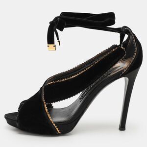 Tom Ford Size 40 Black Velvet Peep Toe Pumps